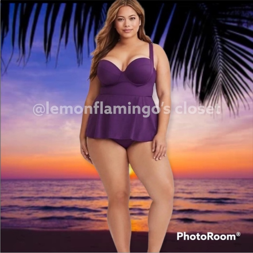 Torrid purple peplum vixen collection swimsuit